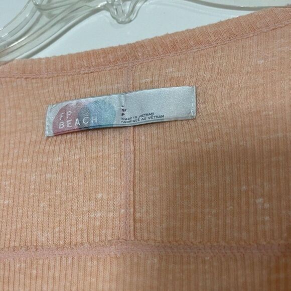 Free People FP beach button down pink peach ribbed dress size Small - Picture 6 of 6